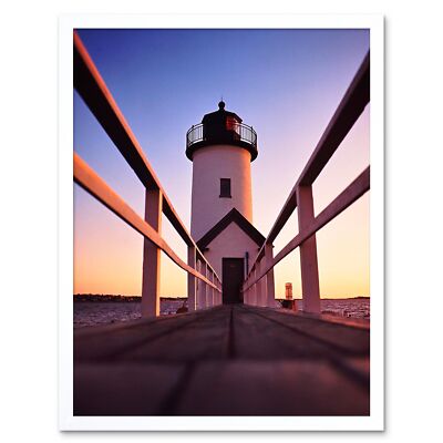 Lichthaus England Strand 12 x 16 Zoll gerahmter Kunstdruck