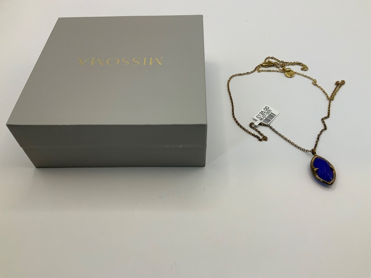 Missoma Gold Plated Silver Lapis Lazuli Pendant and Chain, 49cm 