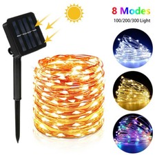 10M-30M LED Solar String Light Waterproof Copper Wire Fairy Lights Garden Party
