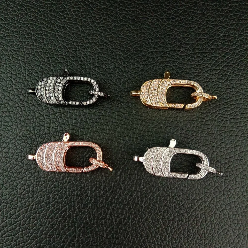 lobster clasp 12x24mm 18k gold Filled cubic zirconia micro pave rectangle clasp - Image 3 of 3