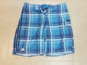adidas mens check swim shorts