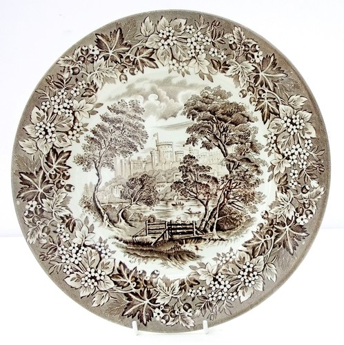 Vintage English Ironstone Tableware Castles Brown White Dinner Plate