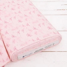 Threadart Cotton Quilting Fabric By The Yard - Vintage - Lt. Pink Dragonfly