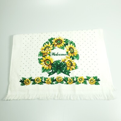 Vintage B & D Kitchen Hand Towel Sunflowers Wreath Fringe Country