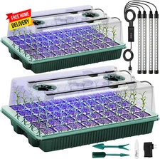 Seed Starter Tray with Grow Light, 2 Packs 80 Cells Seed Starting Kit Seedling S