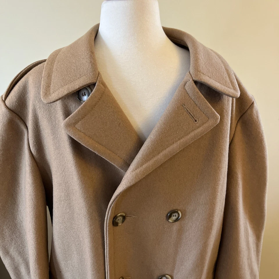 Trench coat de lã bege vintage Robert Lewis - Imagem 2 de 4