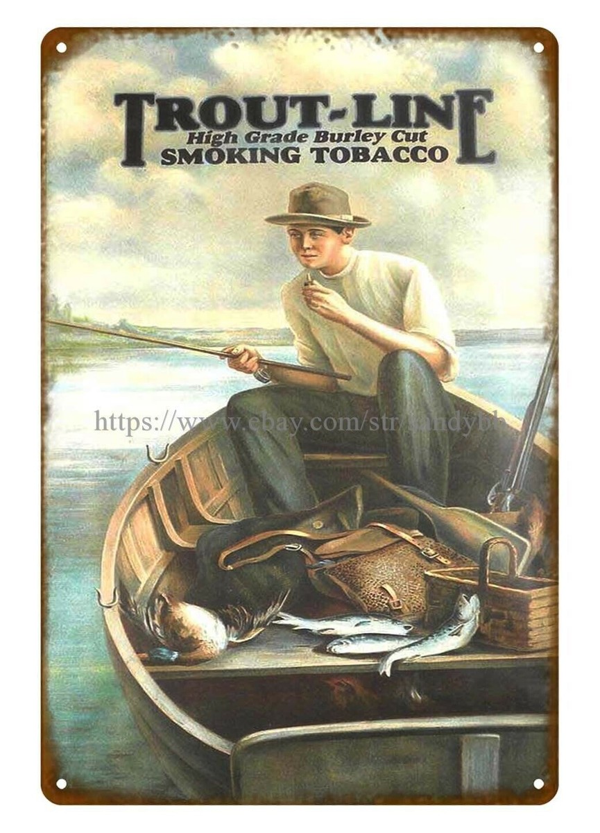 Trout-Line Smoking Tobacco metal tin sign office bar home interior design