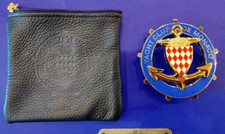 Genuine Yacht club Monaco Gold enamel car badge in original leather case - YCM