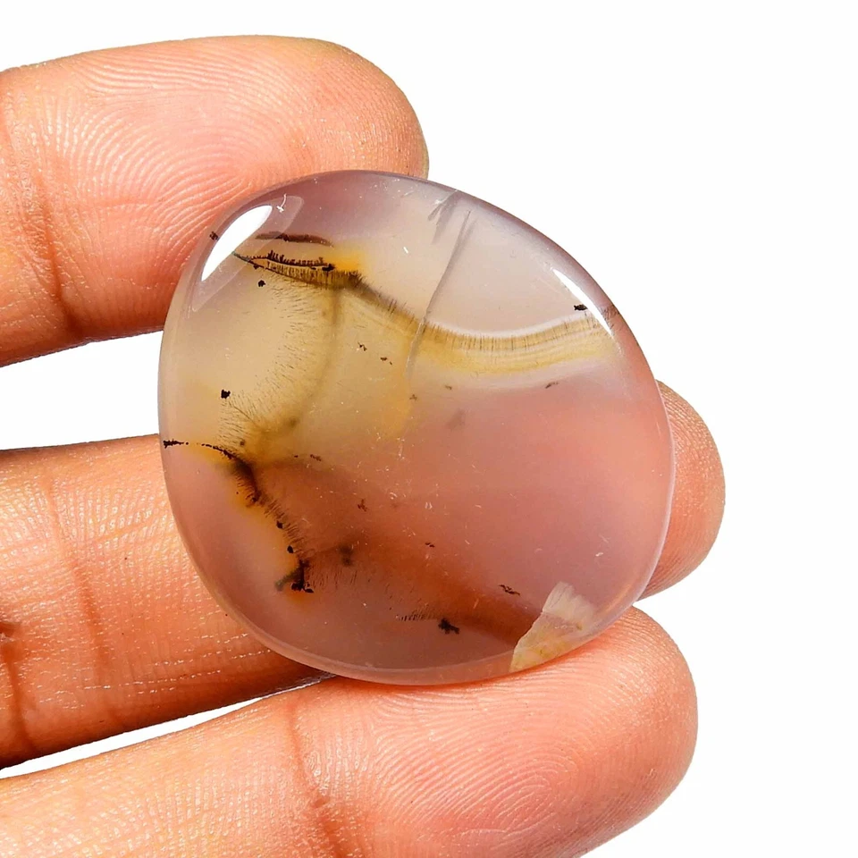 Piedra preciosa cabujón ágata Montana amarillo natural 33x29 mm forma de corazón suelta #9785 Foto 2 de 4