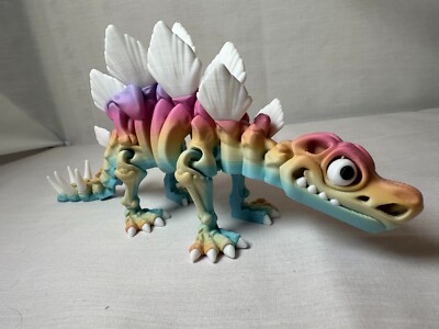 3D Printed Flexi Factory Articulated Skeleton Stegosaurs Fidget Pastel Rainbow