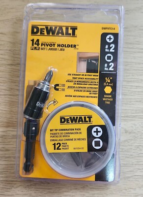 DEWALT DWPVTC14 Pivot Bit Holder contains screw bits, 14-Piece/SET