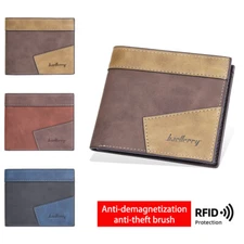 Man's RFID Leather Wallet Foldable Mini Money Clip Credit Card Holder Card Purse