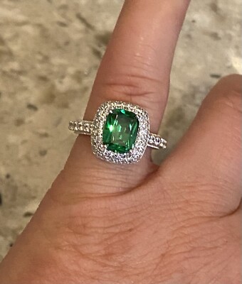 TACORI Sterling Silver Simulated Emerald & Cubic Zirconia Ring
