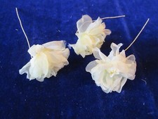 Yellow Vintage Millinery Flower 1 1/2" Delicate semi Sheer Blooms 3pc Lot Y152