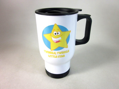 3dROSE CUTE TWINKLE TWINKLE LITTLE STAR CARTOON, 14Oz STAINLESS TRAVEL MUG,NEW