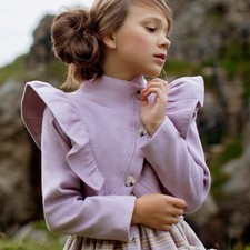Joyfolie Girl's Ellery Jacket in Lavender Pastel Ruffle Casual Cropped Size 7