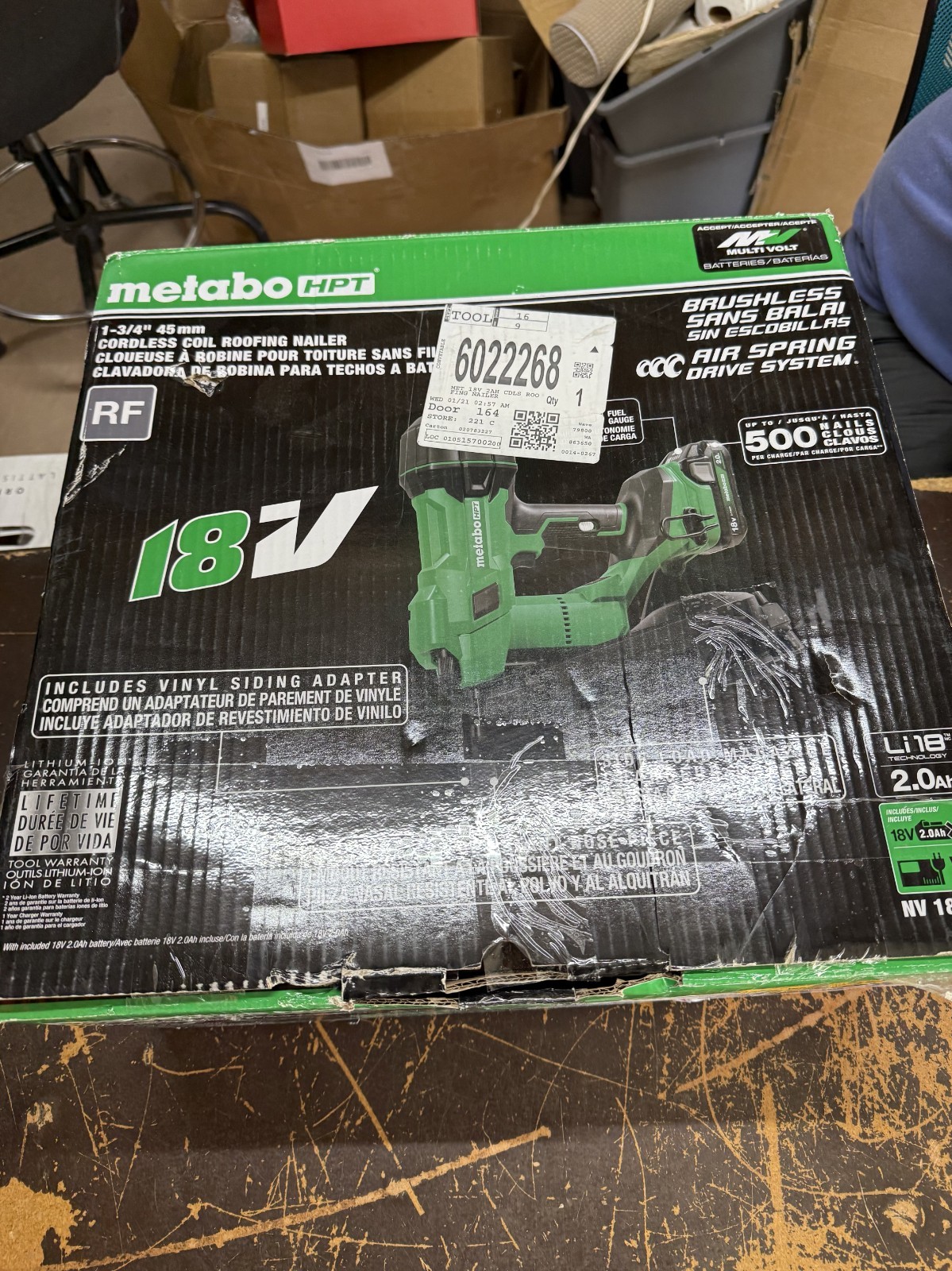 Metabo HPT NV1845DAM 18V Coil Roofing Nailer Kit w/ Siding Adapter, 7/8" to 1-3/