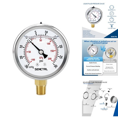 #ad 30 inHg to 30 Psi Vacuum Pressure Gauge 1 4 NPT Liquid Filled HVAC Gauge 2.5quot; $15.95