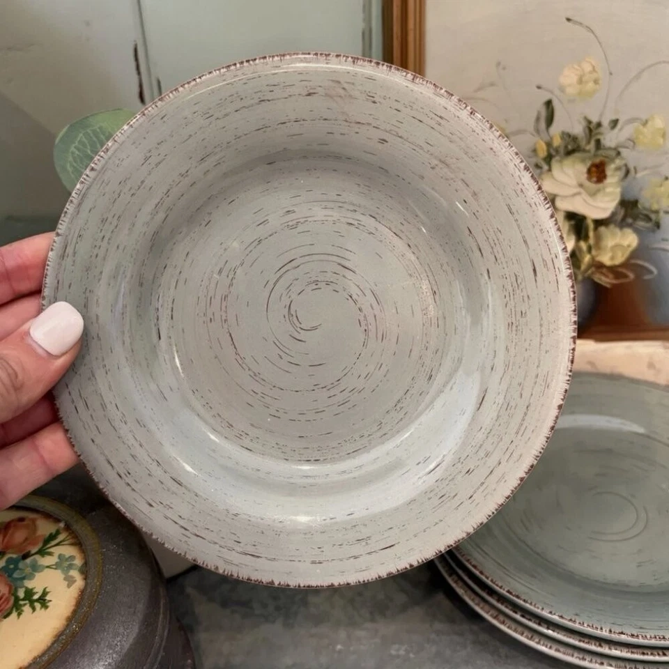 4 PIEZAS ETIQUETA Azul Pizarra Cocina 6.25" Comedor Servir Taza Café Platillo Desierto Platos Foto 2 de 4