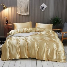 Satin Silk Duvet Cover Set Quilt Comforter Cover PillowCase Luxury Silky Bedding