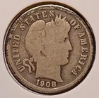 1908-O BARBER DIME -- solid Good (G)