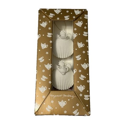 Margaret Furlong Tea For Two Set of 2-1.5'' Angel Ornaments Original Box 1997