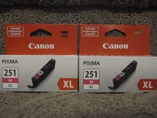 Lot of 2 Canon CLI-251XL Pixma Magenta Ink Cartridges Genuine CLI251XL 251XL