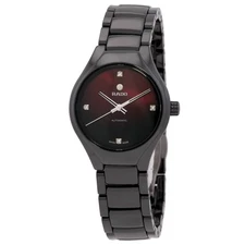 Rado True Round Automatic Diamond Red Dial Ladies Watch R27242742