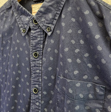 Weatherproof Vintage Button Shirt Medium Blue Geometric Long Sleeve Cotton
