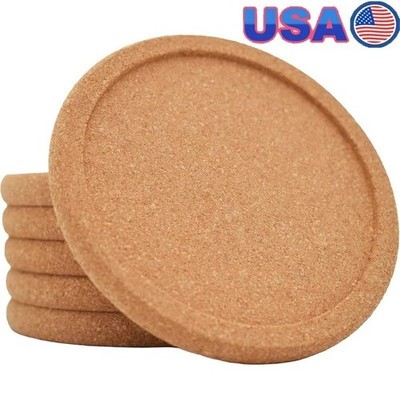 Natural Cork Coasters Set 6 Round Drink Coasters Non Slip Absorbent Durable Use