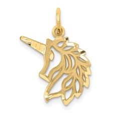 14k Yellow Gold Unicorn Head Pendant