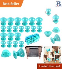 Magic Hair Rollers: 40-Piece Set - Large Small Silicone Curlers in Lovely Cyan