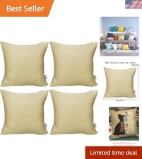 4-Pack 100 Cotton Comfortable Solid Decorative Throw Pillow Case, Square Cus...