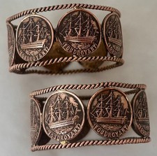 HMS Foudroyant, Pair of Copper Ropework & Medalet Napkin Rings, circa 1900.