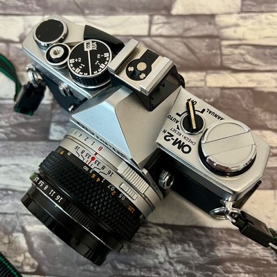 OLYMPUS OM-2N SLR Film Camera w/ G.ZUIKO AUTO-W 28mm F3.5 Lens