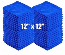 20PCS Microfiber Cleaning Cloths 12"x12" Blue Towels Car Wash Detailing Lint Fre