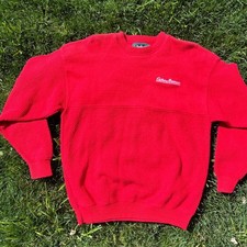 Dunbrooke Mens Red Cadbury Beverages Knit Sweater Made in USA Large Vintage