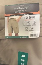 Weatherproof Vintage Men's Tech Short Tan Size 38 Active Stretch NWT