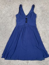 Vintage Express Dress Womens 8 Blue Mini Babydoll Silk 90s Y2K Whimsy Goth Fairy