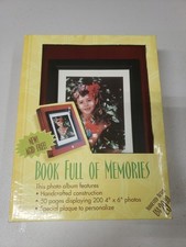 NEW "Book Full of Memories" Wood Photo Album Holds 200 4"x6" 50 Pages