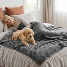 Catalonia Waterproof Dog Blanket, Reversible Leakproof Furniture Protector Grey