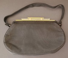 Vintage Mid-Century Black Fabric Evening Handbag w/ Set of Matching Accessories