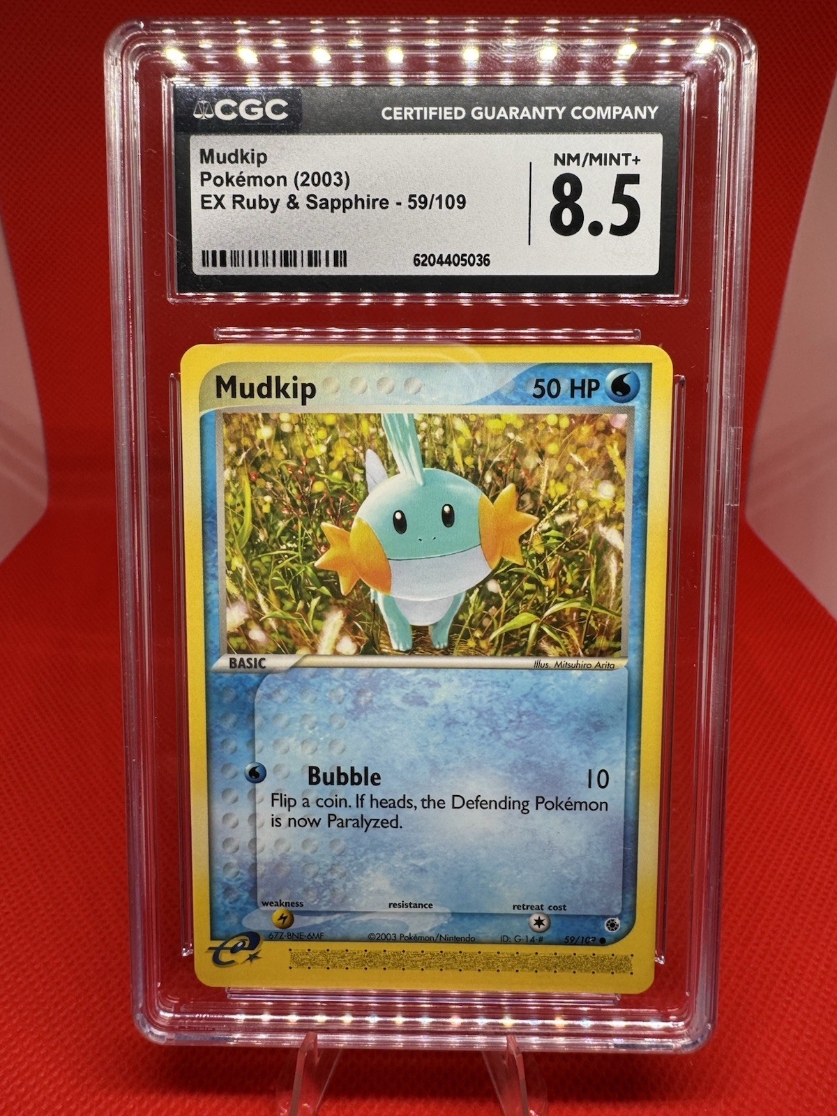 MUDKIP 59/109 Ex Ruby & Sapphire Vintage 2003 Pokemon TCG -CGC MINT+ 8.5 ✨