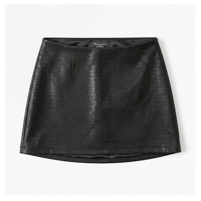Abercrombie & Fitch Black Faux Leather Crocodile Embossed Mini Skirt Size 2XL