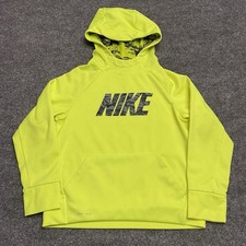 Nike Dri-Fit Hoodie Boys Size Small Neon Yellow Graphic Logo School Sports