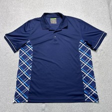 Greg Norman Tasso Elba Golf Polo Shirt Mens XL Navy Blue Geometric Performance