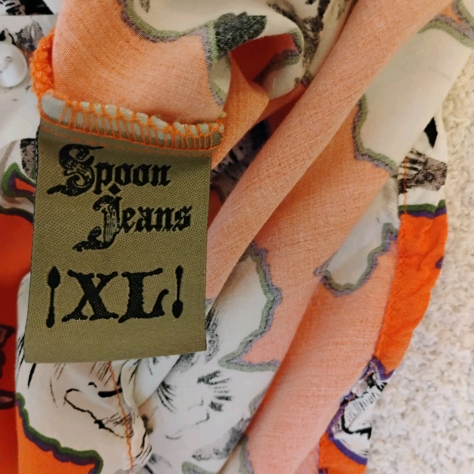 Spoon Jeans Button Down  Collared Crop Top Hawaii… - image 7