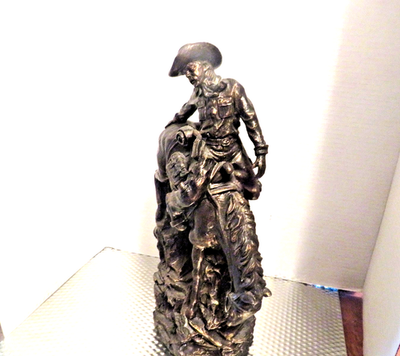 AUSTIN PRODUCTIONS 1970s Sculpture Bronze Tone Vintage Cowboy on
