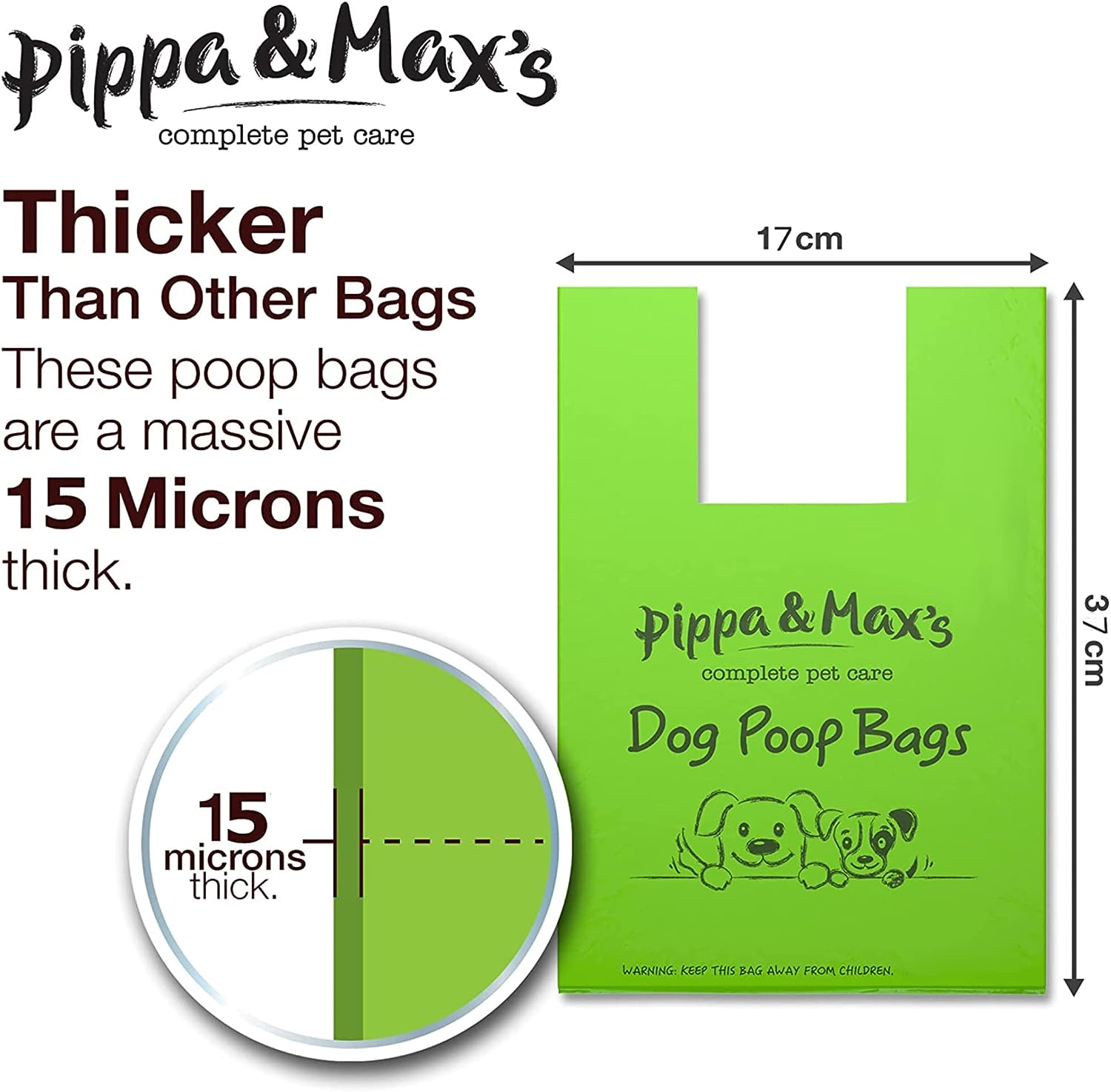 Dog Poo Bags with Tie Handles by Pippa & Max 500 Extra Strong Dog