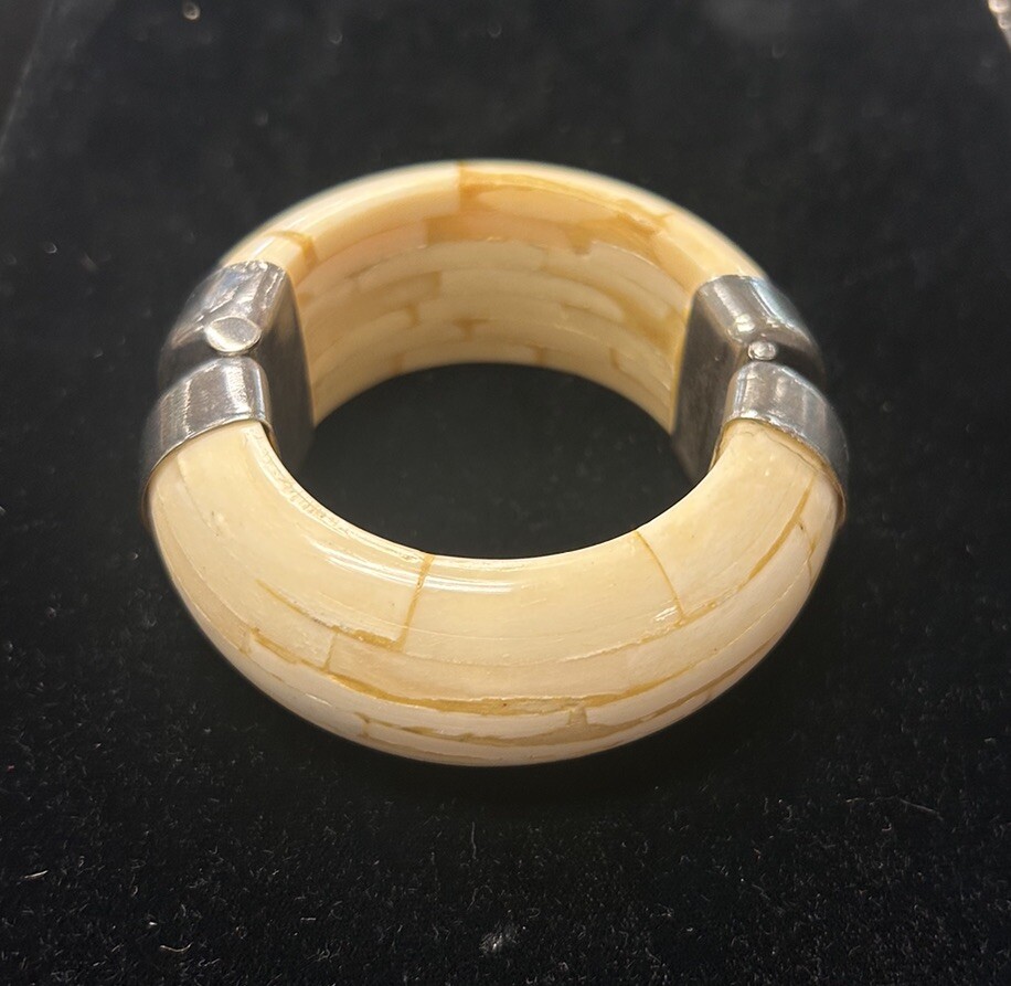 East Indian Bone Bangle Bracelet - image 1